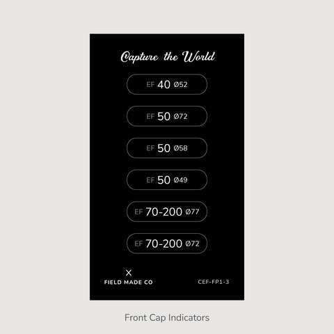 Front & Rear Lens Indicator Vinyl Sticker Packs for Canon EF Caps