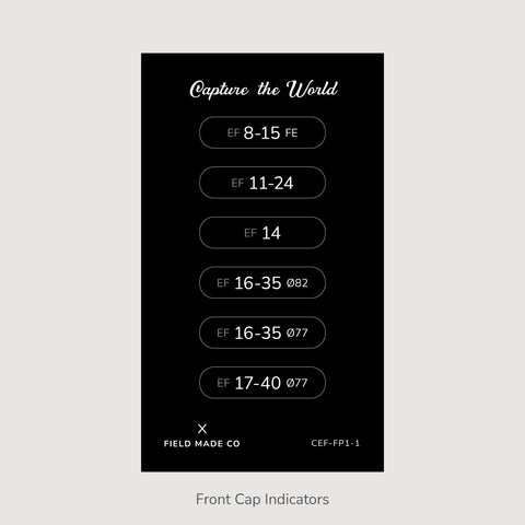 Front & Rear Lens Indicator Vinyl Sticker Packs for Canon EF Caps
