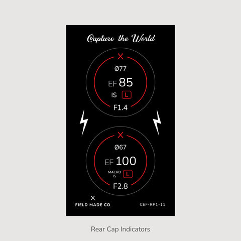 Front & Rear Lens Indicator Vinyl Sticker Packs for Canon EF Caps