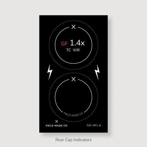 Front & Rear Lens Indicator Vinyl Sticker Packs for Fujifilm GFX Caps