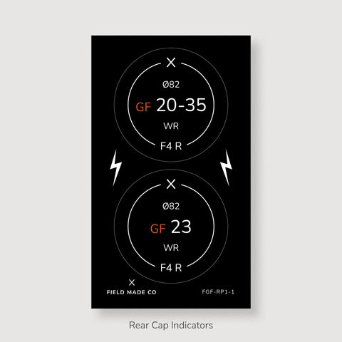 Front & Rear Lens Indicator Vinyl Sticker Packs for Fujifilm GFX Caps