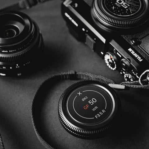 Front & Rear Lens Indicator Vinyl Sticker Packs for Fujifilm GFX Caps