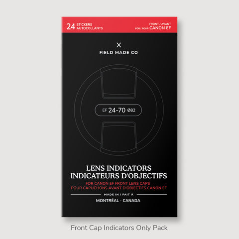 Front & Rear Lens Indicator Vinyl Sticker Packs for Canon EF Caps