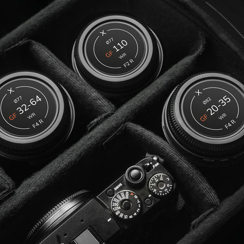 Front & Rear Lens Indicator Vinyl Sticker Packs for Fujifilm GFX Caps