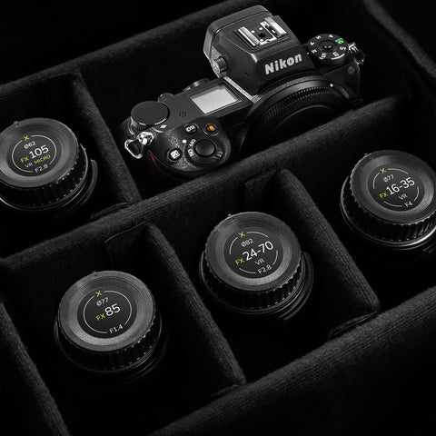 Front & Rear Lens Indicator Vinyl Sticker Packs for Nikon FX Caps