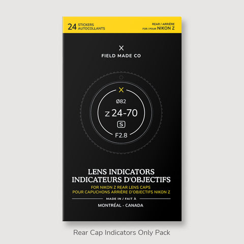 Front & Rear Lens Indicator Vinyl Sticker Packs for Nikon Z Caps