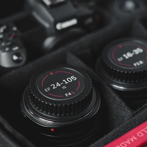 Field Made lens identification stickers for Canon EF Lens caps