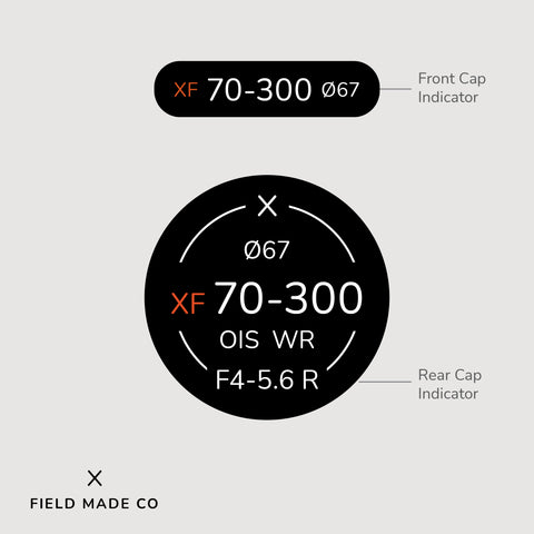 Lens Indicator Vinyl Sticker for Fujifilm XF Front & Rear Caps