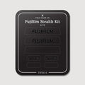 Stealth Kit for Fujifilm X-T2: Ghost Logo and Plain Black vinyl labels on the Field Made Co backing sheet