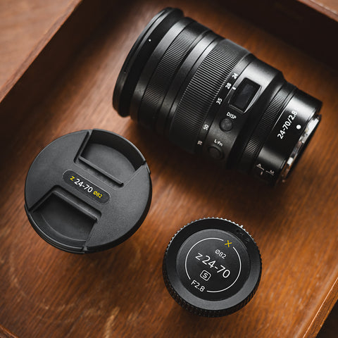 Front & Rear Lens Indicator Vinyl Sticker Packs for Nikon Z Caps
