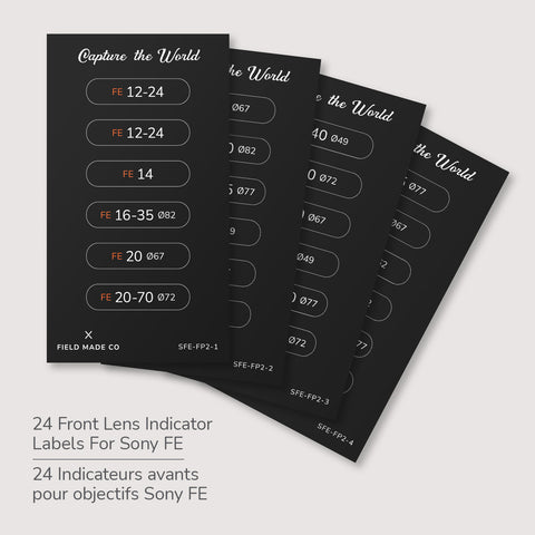 Lens Indicator Vinyl Sticker Packs for Sony FE Caps