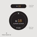 Leica M 18 mm F3.8 Super-Elmar lens indicator label by Field Made Co