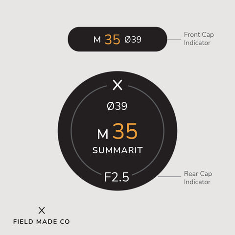Leica M 35 mm F2.5 Summarit lens indicator label by Field Made Co
