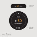 Leica M 50 mm F2.5 Summarit lens indicator label by Field Made Co