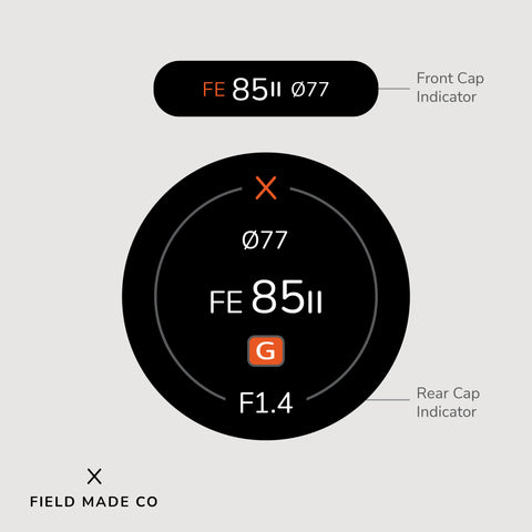 Lens Indicator Vinyl Sticker for Sony FE Front & Rear Caps