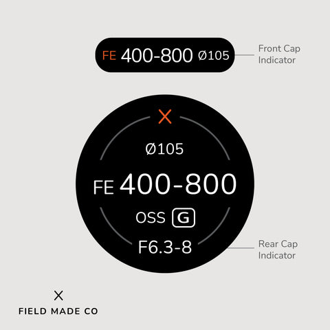 Lens Indicator Vinyl Sticker for Sony FE Front & Rear Caps