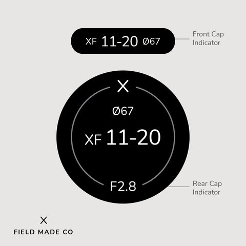 Lens Indicator Vinyl Sticker for Tamron - Fujifilm XF Front & Rear Caps