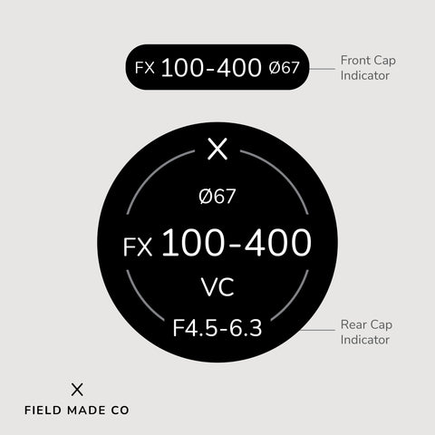 Lens Indicator Vinyl Sticker for Tamron - Nikon F Front & Rear Caps