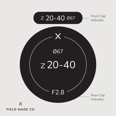 Tamron Z 20-40 mm F2.8 Di III lens indicator label for Nikon Z mount by Field Made Co