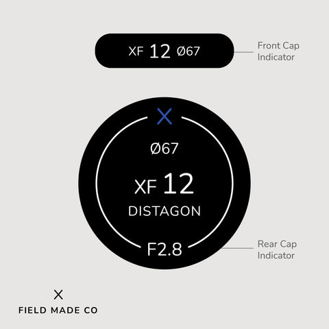 Lens Indicator Vinyl Sticker for Zeiss Touit - Fujifilm XF Front & Rear Caps