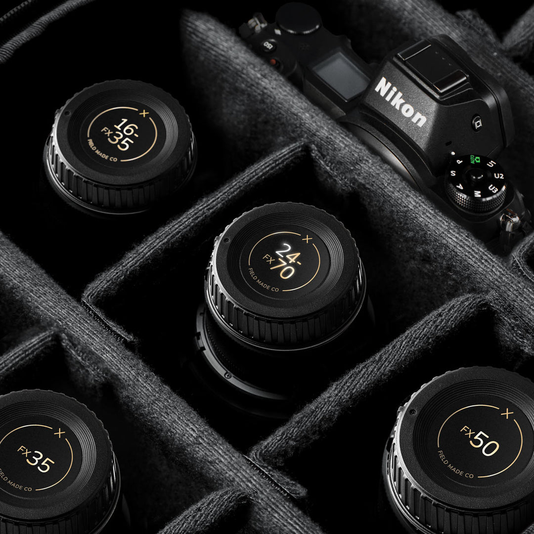 Lens cap sticker labels for Nikon FX lenses | Field Made Co.